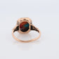 10k DAHLIA Cabochon ring. Copper Vein Turquoise and Oyster collage gem. Dahlia multi color gem.
