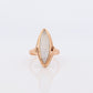 18k Large MOONSTONE ring. 18k Gold Marquise Navette Moonstone ring
