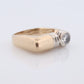 14k Diamond Solitaire Flat signet ring. 0.60ct Diamond bezel set into Signet band. Pinky ring. Large Diamond Solitaire.