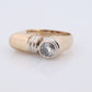 14k Diamond Solitaire Flat signet ring. 0.60ct Diamond bezel set into Signet band. Pinky ring. Large Diamond Solitaire.