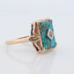 10k Turquoise and diamond ring. Copper Vein Turquoise and center diamond multi-tone yellow gold ring. Mourning Ring Victorian.