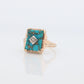 10k Turquoise and diamond ring. Copper Vein Turquoise and center diamond multi-tone yellow gold ring. Mourning Ring Victorian.