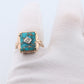 10k Turquoise and diamond ring. Copper Vein Turquoise and center diamond multi-tone yellow gold ring. Mourning Ring Victorian.