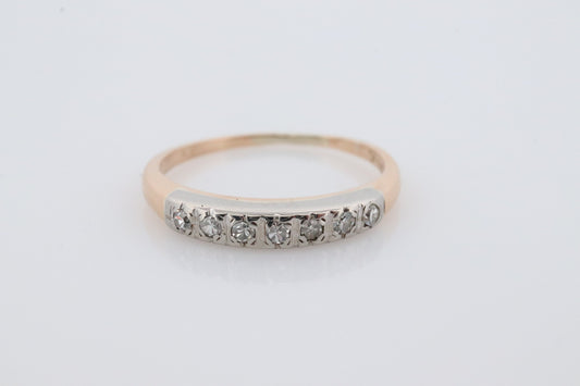 Antique 14k Diamond eternity channel band. Yellown and White Gold Art Deco 1930s diamond eternity infinity band.