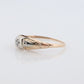 14k Art Deco Diamond ring. 14k Yellow Gold Square cathedral Ring. Engraved Flower.