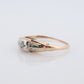 14k Art Deco Diamond ring. 14k Yellow Gold Square cathedral Ring. Engraved Flower.