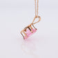 10k PINK peach Diamond(CZ) Solitaire Pendant. 18in Chain Necklace. 10k Large Light Pink oval CZ pendant Gift. st(42)
