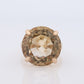Large Yellow Citrine ring. 14k yellow gold Heavy Large Prong Set Round Citrine