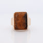 10k Tiger Eye Cameo Signet Ring. 10k rose gold Heavy Carved Warrior Gents or Mens ring.