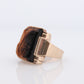 10k Tiger Eye Cameo Signet Ring. 10k rose gold Heavy Carved Warrior Gents or Mens ring.