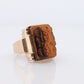 10k Tiger Eye Cameo Signet Ring. 10k rose gold Heavy Carved Warrior Gents or Mens ring.