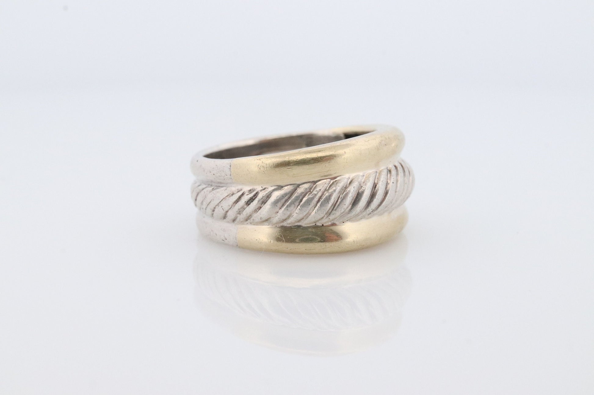 David Yurman ring Sterling and 14k Gold Heavy CABLE band