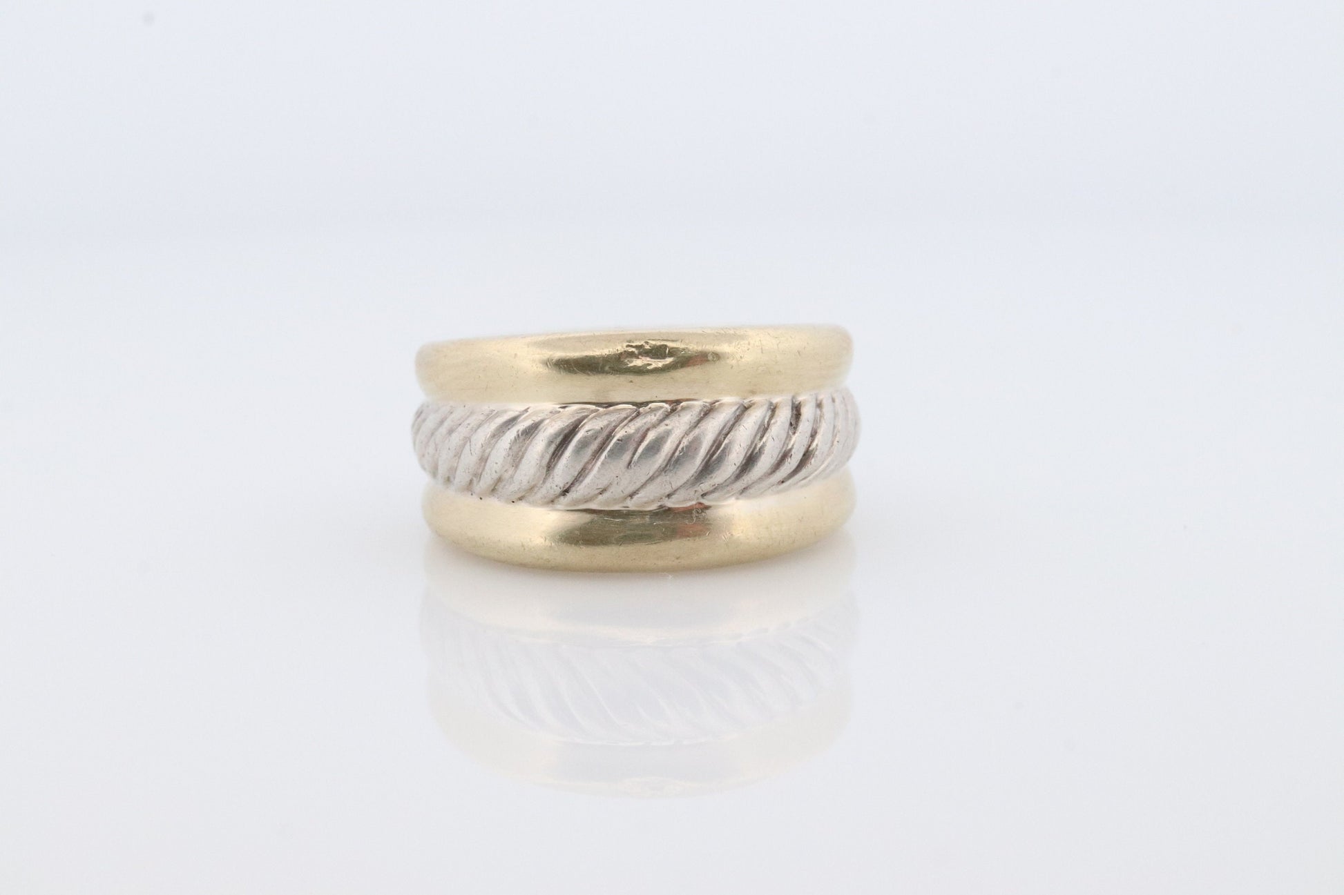 David Yurman ring Sterling and 14k Gold Heavy CABLE band