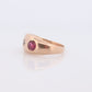 Antique 14k Triple Ruby Diamond signet ring. Gypsy Diamond bezel set into Signet band. 14k Gold Anniversary Three stone band ring
