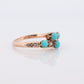 Victorian 10k Turquoise Cabochon and Pearl Seed Ring. 10k Victorian ornate Bypass embossed bezel ring.