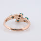 Victorian 10k Turquoise Cabochon and Pearl Seed Ring. 10k Victorian ornate Bypass embossed bezel ring.