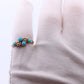 Victorian 10k Turquoise Cabochon and Pearl Seed Ring. 10k Victorian ornate Bypass embossed bezel ring.