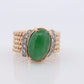 14k Apple Jade Diamond ring. Jade Cabochon Prong set ring. Accented with Diamonds Very rare Jade Signet ring. Heavy band.