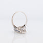 Antique 18k Triple Diamond ring. Trilogy Trio diamond ring. Sapphire and Diamond Shield ring. Filigree design.