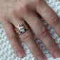 Antique 10k Triple Band Ruby Sapphire Diamond ring. Gypsy Diamond bezel set into band. 14k Gold Starburst Sapphire Ruby Diamond band ring