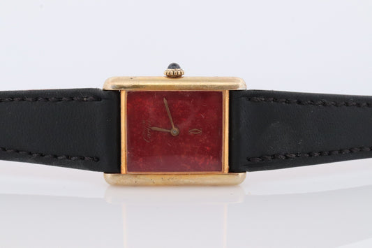 Vintage Must de Cartier Champagne Tank Watch. 925 Vermeil MANUAL Ardent Swiss Made. Vine Red mystery dial Cartier Tank.