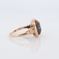 10k DAHLIA Cabochon ring. Copper Vein Turquoise and Oyster collage gem. Dahlia multi color gem.