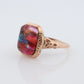 10k DAHLIA Cabochon ring. Copper Vein Turquoise and Oyster collage gem. Dahlia multi color gem.