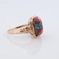 10k DAHLIA Cabochon ring. Copper Vein Turquoise and Oyster collage gem. Dahlia multi color gem.