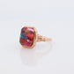 10k DAHLIA Cabochon ring. Copper Vein Turquoise and Oyster collage gem. Dahlia multi color gem.
