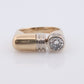 14k Diamond Solitaire Flat signet ring. 0.60ct Diamond bezel set into Signet band. Pinky ring. Large Diamond Solitaire.