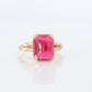 Vintage Ruby Ring. 10k Yellow Gold Sugar Loaf LC Cabochon Ruby. Womens Ladies Large Ruby Solitaire band.