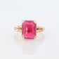 Vintage Ruby Ring. 10k Yellow Gold Sugar Loaf LC Cabochon Ruby. Womens Ladies Large Ruby Solitaire band.
