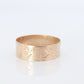 10k Wide Cigar band. Antique Embossed Chevron floral design. 6mm sz6. Antique Wide Light Gold ring.