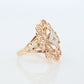 10k Filigree diamond ornate shield ring. 10k Art Deco diamond ring. sz5.75 st(86/25)