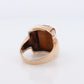 10k Tiger Eye Cameo Signet Ring. 10k rose gold Heavy Carved Warrior Gents or Mens ring.