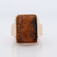 10k Tiger Eye Cameo Signet Ring. 10k rose gold Heavy Carved Warrior Gents or Mens ring.