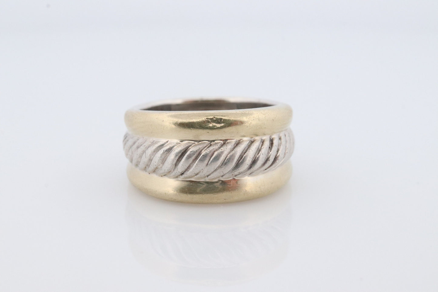 David Yurman ring Sterling and 14k Gold Heavy CABLE band