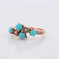 Victorian 10k Turquoise Cabochon and Pearl Seed Ring. 10k Victorian ornate Bypass embossed bezel ring.