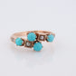 Victorian 10k Turquoise Cabochon and Pearl Seed Ring. 10k Victorian ornate Bypass embossed bezel ring.