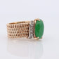 14k Apple Jade Diamond ring. Jade Cabochon Prong set ring. Accented with Diamonds Very rare Jade Signet ring. Heavy band.
