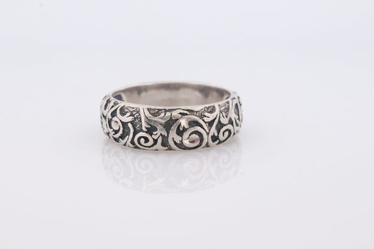 Floral Engraved Band. Sterling Silver Heavy, Wide, Engraved, Ornate Band. Flower Engraved Band. Flower Band.