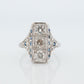 Antique 18k Triple Diamond ring. Trilogy Trio diamond ring. Sapphire and Diamond Shield ring. Filigree design.