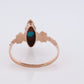 Victorian 10k Turquoise Cabochon and Pearl Seed Ring. 10k Victorian ornate Vine embossed bezel ring. Navette antique ring.