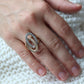 Interlocking Circles Ring. 14k Diamond Encrusted Double Circles of life. Joined Life Diamond Double Circle Promise ring. Heavy diamond ring.