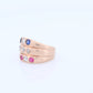 Antique 10k Triple Band Ruby Sapphire Diamond ring. Gypsy Diamond bezel set into band. 14k Gold Starburst Sapphire Ruby Diamond band ring