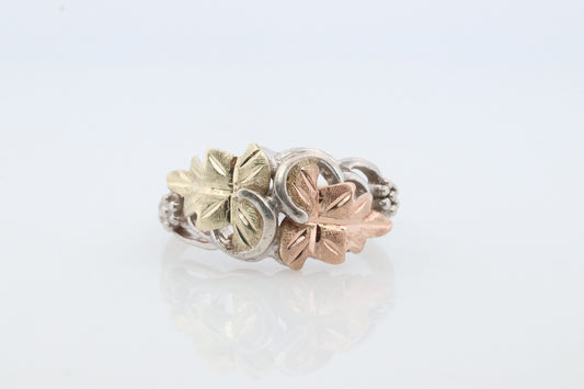 Black Hills Gold ring. 925 Sterling Silver and 12k Black Hills Gold inlay band. Dainty ring.