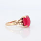 Vintage Ruby Ring. 10k Yellow Gold Sugar Loaf LC Cabochon Ruby. Womens Ladies Large Ruby Solitaire band.