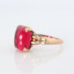 Vintage Ruby Ring. 10k Yellow Gold Sugar Loaf LC Cabochon Ruby. Womens Ladies Large Ruby Solitaire band.