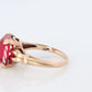 Vintage Ruby Ring. 10k Yellow Gold Sugar Loaf LC Cabochon Ruby. Womens Ladies Large Ruby Solitaire band.