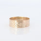 10k Wide Cigar band. Antique Embossed Chevron floral design. 6mm sz6. Antique Wide Light Gold ring.